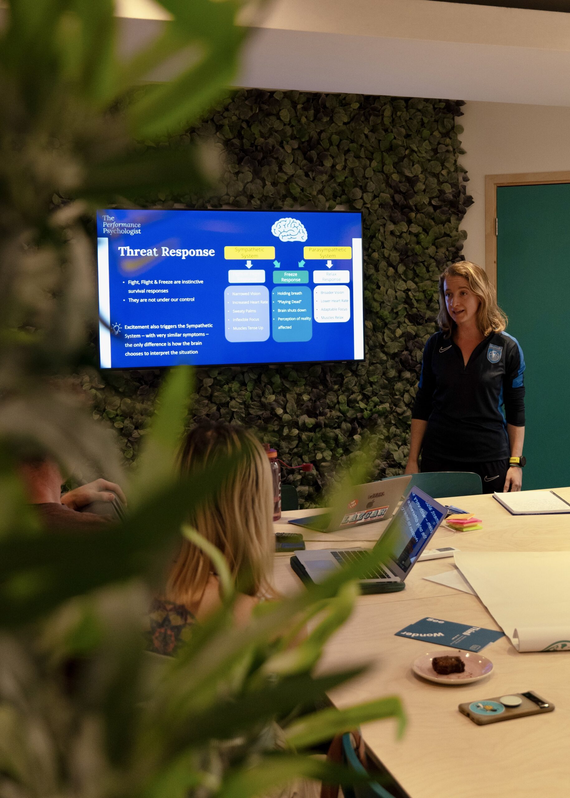 Sport psychologist delivering a workshop